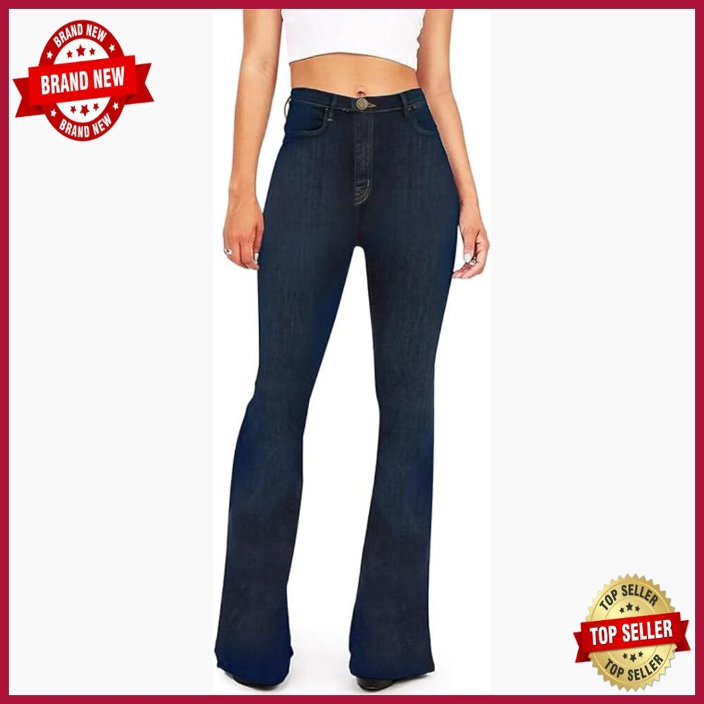 High Waisted Stretch Flare Jeans, Bootcut Bell Bottoms, Slimming Fit